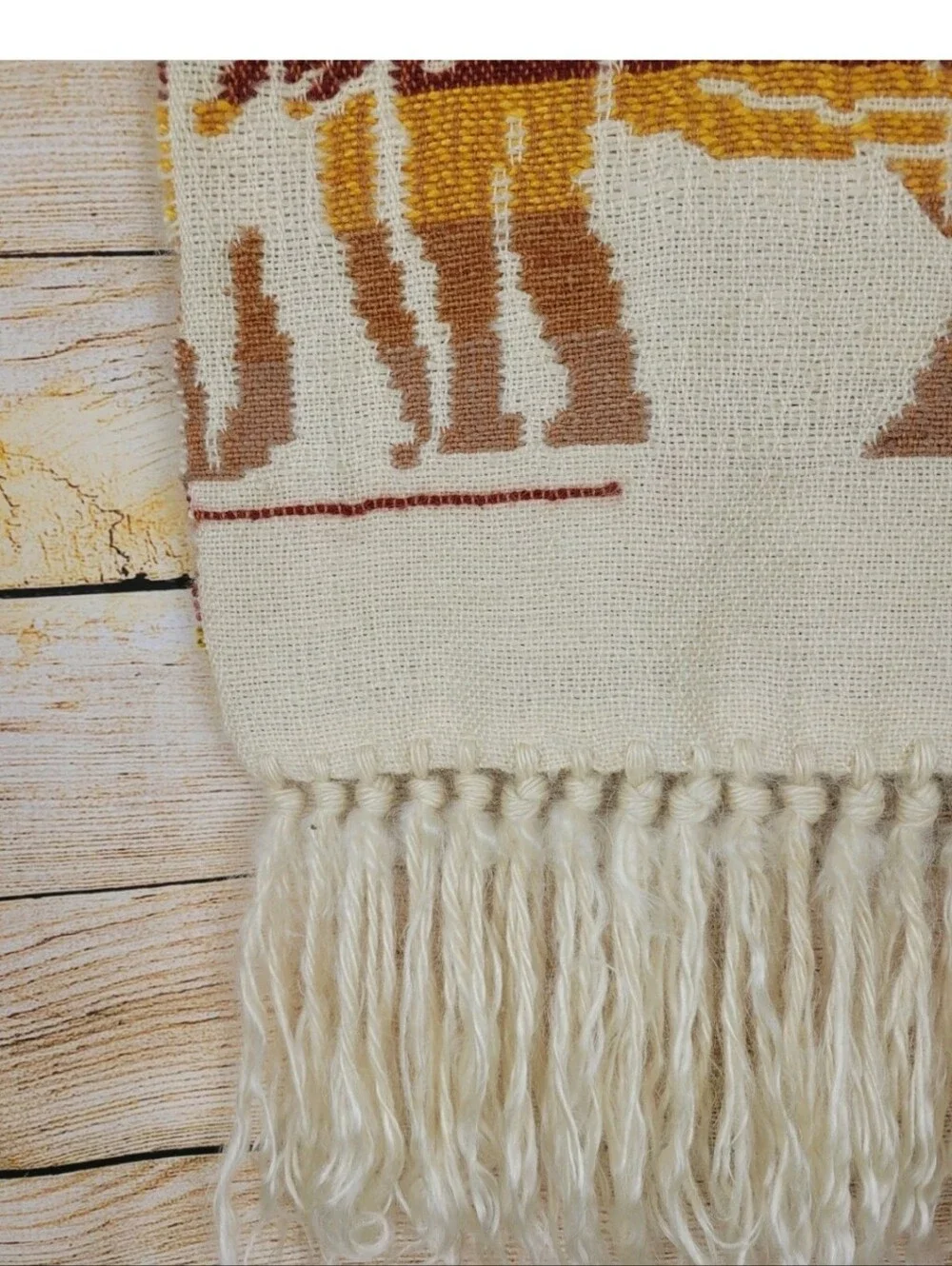 Vintage Mid Century Elephant Woven Reversible Tapestry Wall Hanging